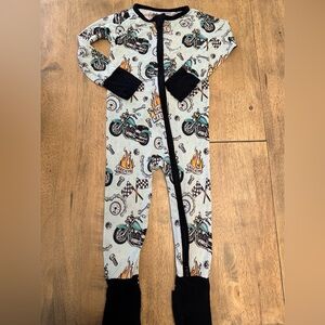 Little Legends TENCEL Modal Motorcycle Zippered Convertible Footie Pajama 18-24m